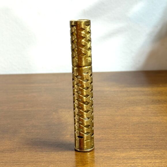 Vintage Woodhue by Faberge Fabergette Brass Glass Roll-On Perfume Empty - Picture 1 of 6